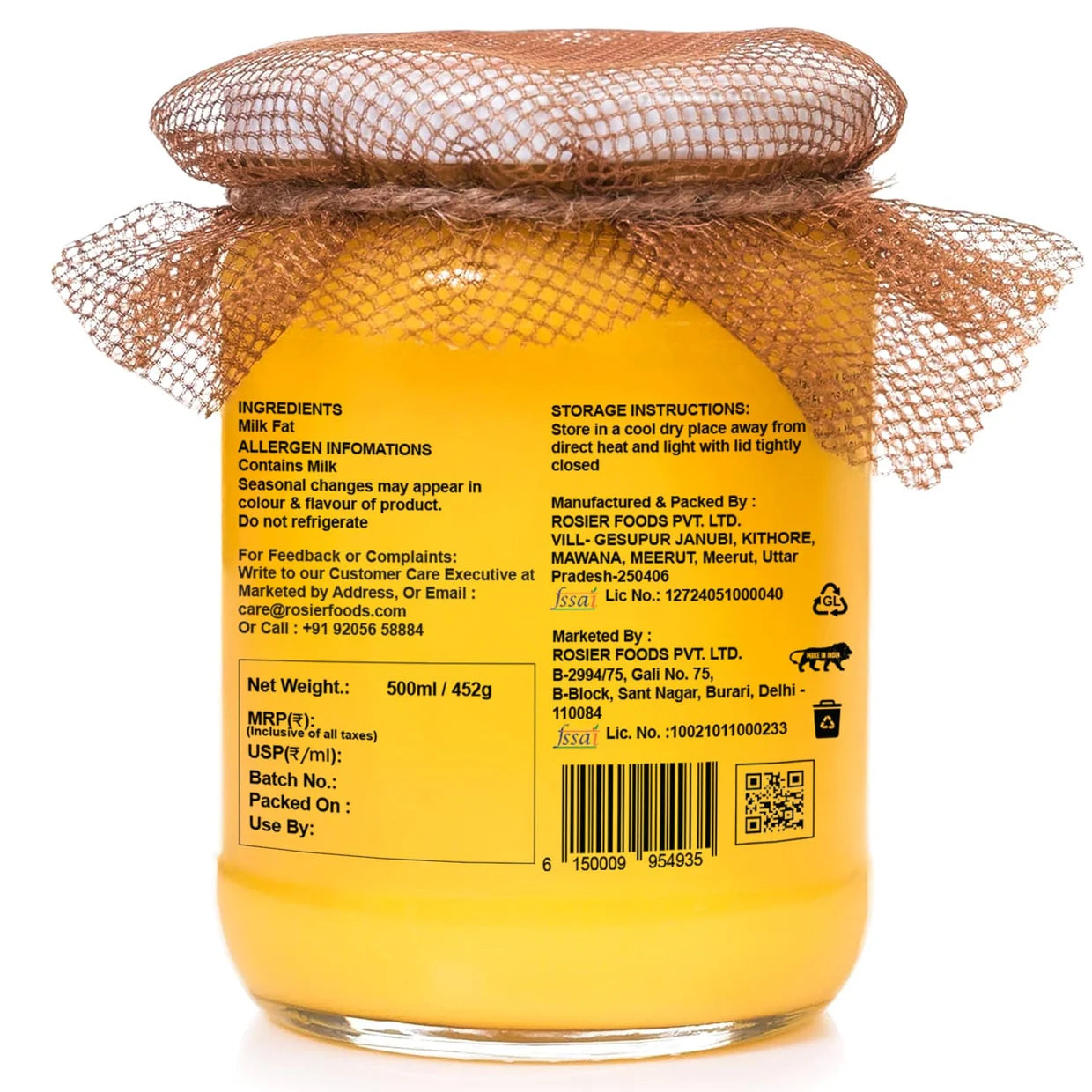 Gir Cow A2 Ghee - Made From Curd